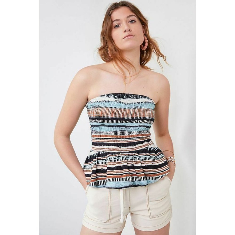 Anthropologie Porridge Smocked Peplum Tube Top